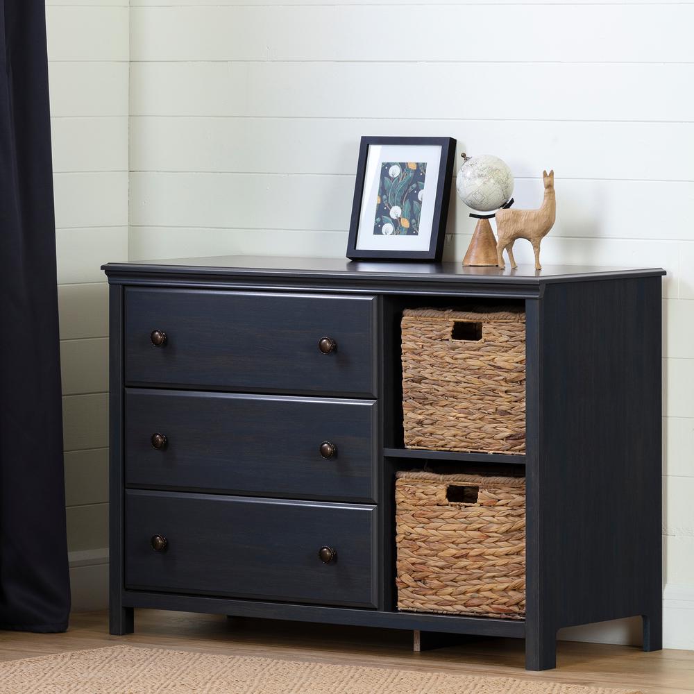 Cotton Candy 3-Drawer Dresser with Baskets, Blueberry. Picture 1