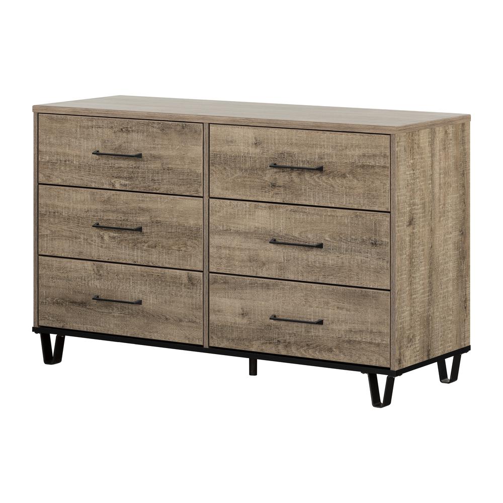 Arlen 6-Drawer Double Dresser, Weathered Oak. Picture 1