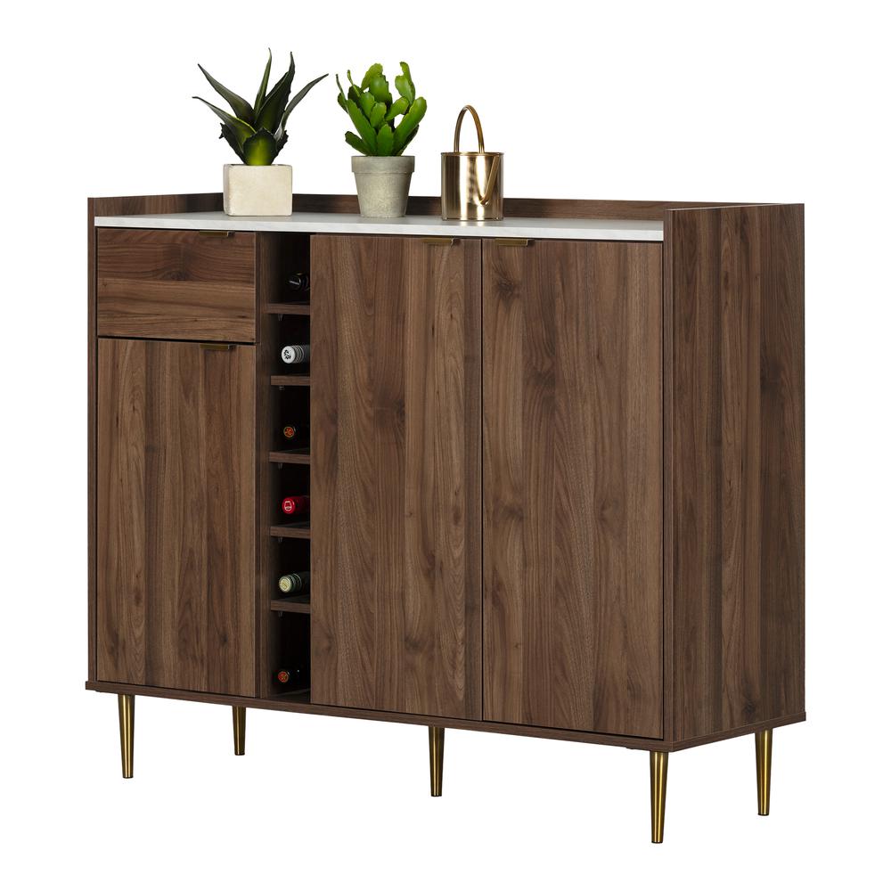 Hype Buffet with Storage, Natural Walnut and Faux Carrara Marble, W48.25 x D16.5 x H40.75. Picture 2