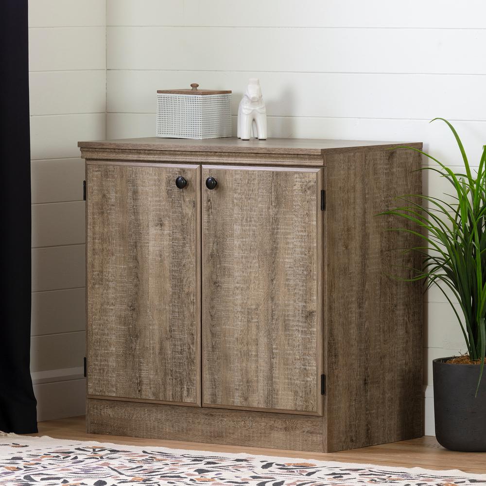 Morgan Small 2-Door Storage Cabinet, Weathered Oak. Picture 1