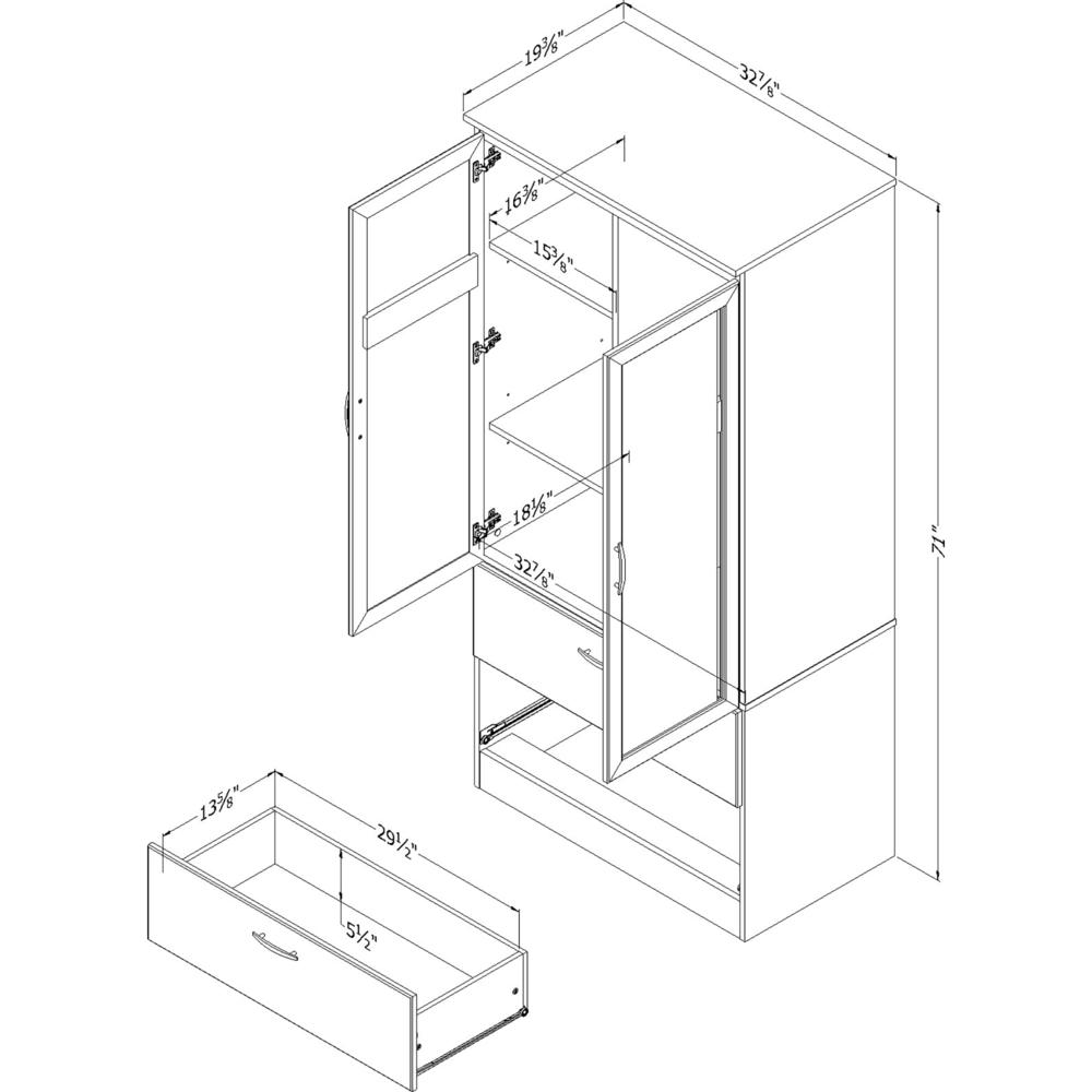 Acapella Wardrobe Armoire, Gray Oak. Picture 2