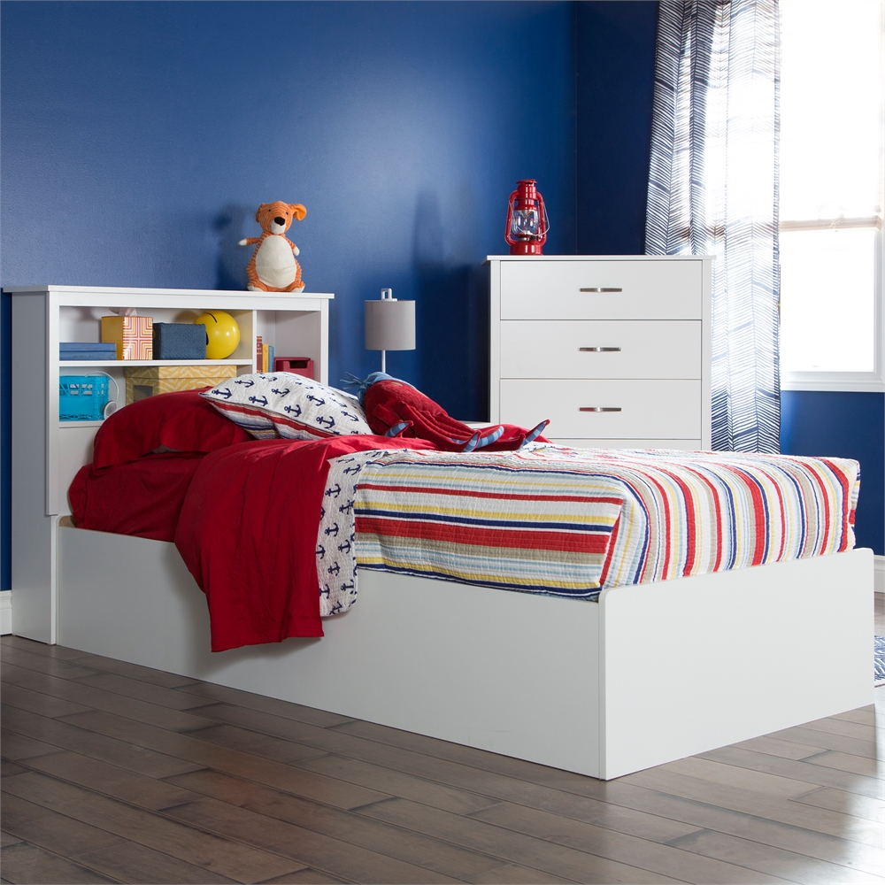 South Shore Fusion Twin Mates Bed (39") with 3 Drawers, Pure White. Picture 2