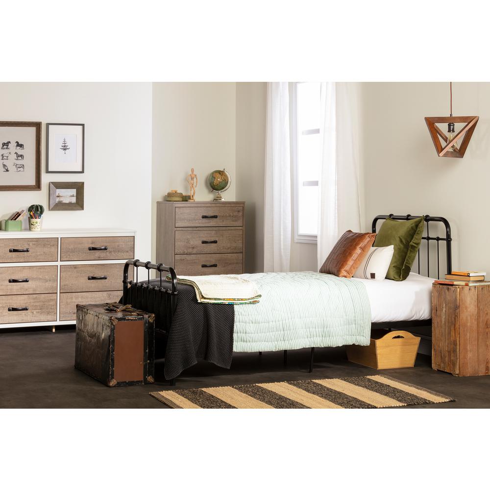 Hankel Metal Platform Bed with Headboard and Footboard, Black, W39.75 x D78 x H38.5. Picture 3