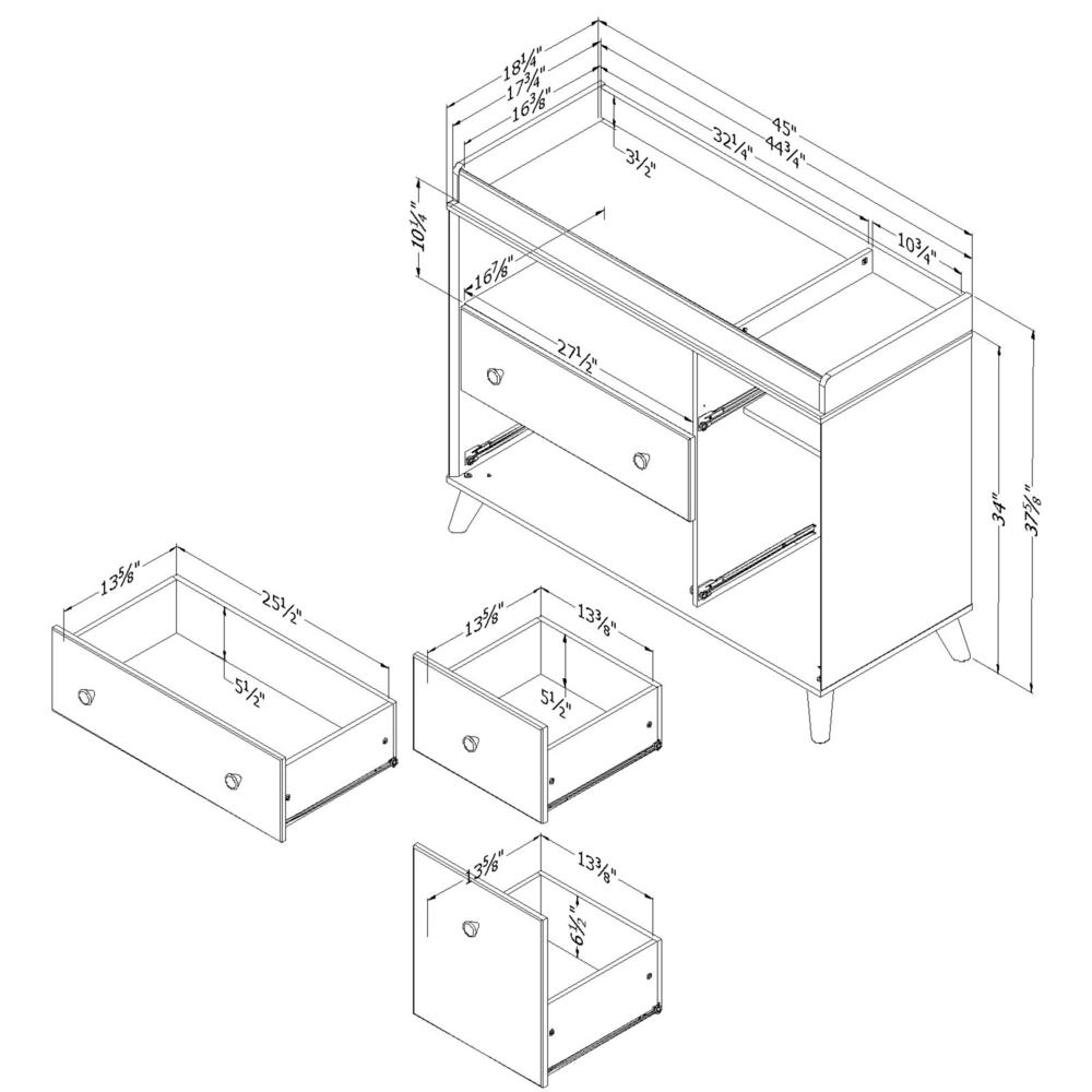 Yodi Changing Table with Drawers, Soft Elm and Pure White. Picture 4