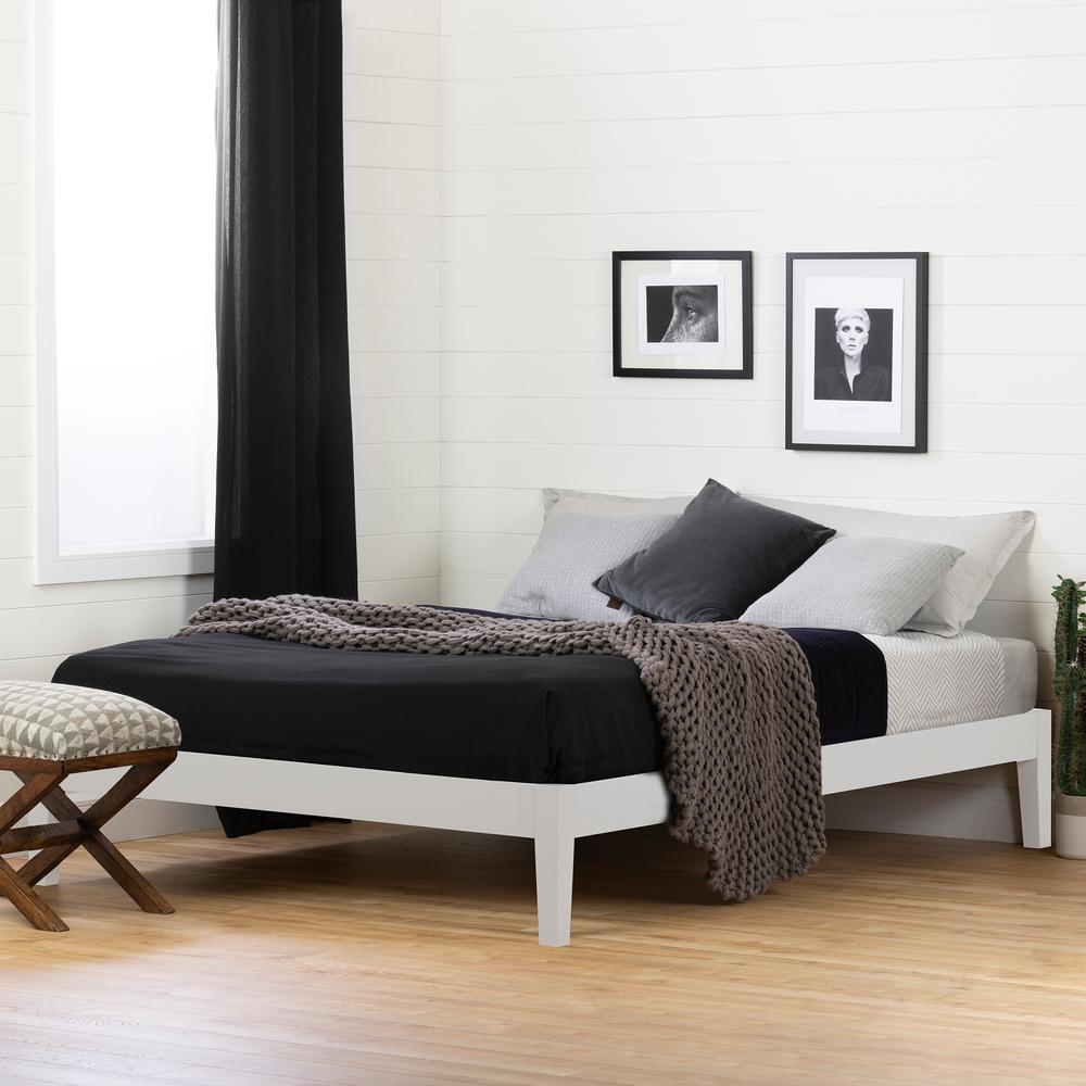 Vito Platform Bed, White, W62.5 x D82.25 x H14. Picture 1