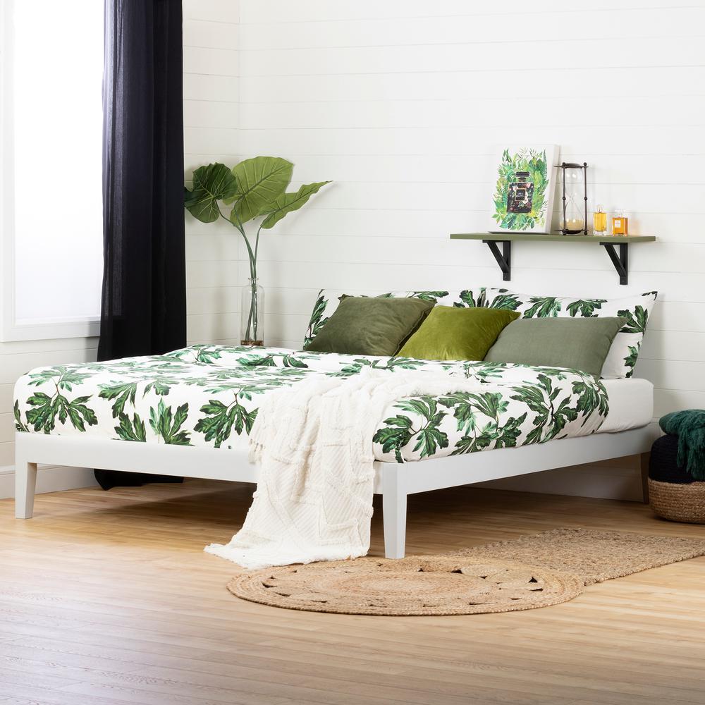 Vito Platform Bed, White, W74.5 x D82.5 x H14. Picture 1
