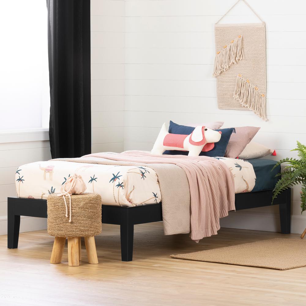 Vito Platform Bed, Black, W42 x D76 x H14. Picture 1