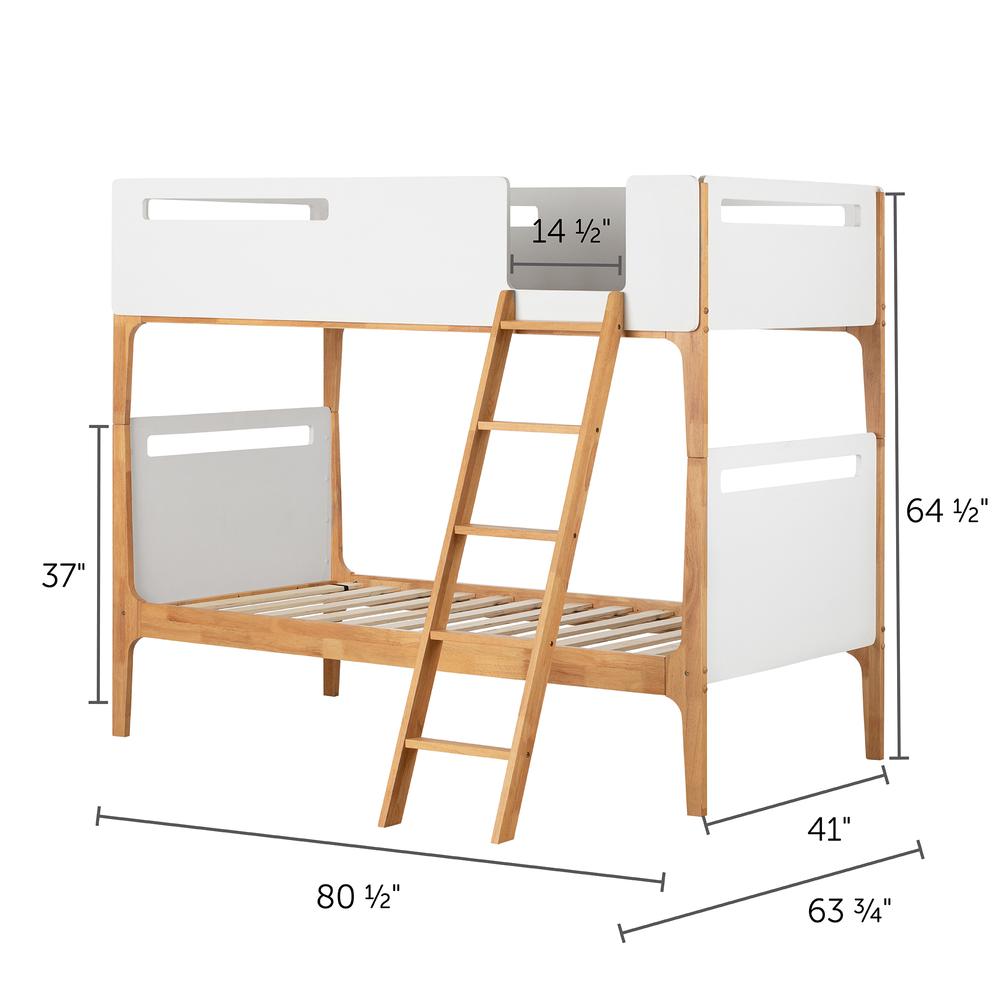 Bebble Modern Bunk Bed Pure White and Exotic Light Wood. Picture 2