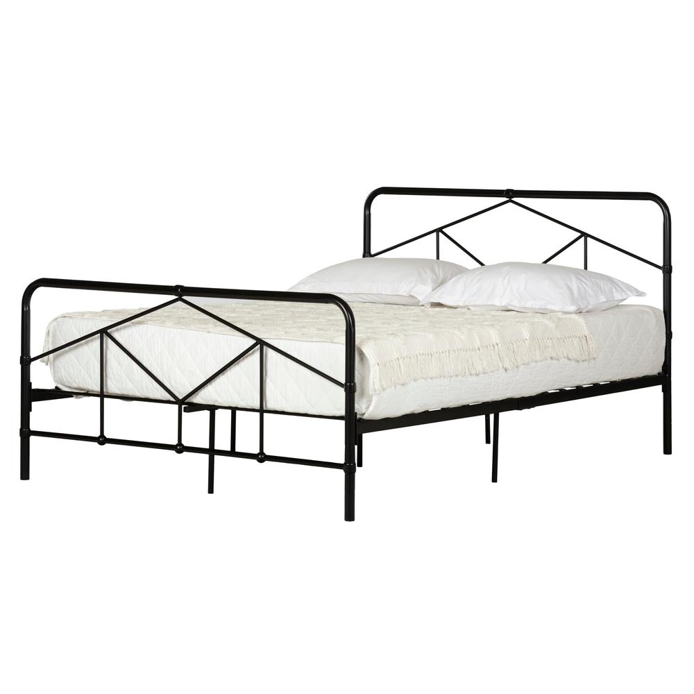 Sazena Geometric Metal Platform Bed , Matte Black, W77.56 x D55.63 x H38.35. Picture 1