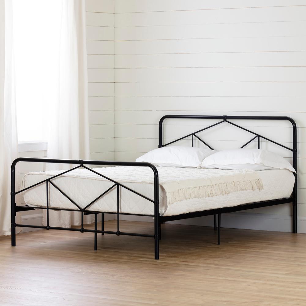 Sazena Geometric Metal Platform Bed , Matte Black, W77.56 x D55.63 x H38.35. Picture 2