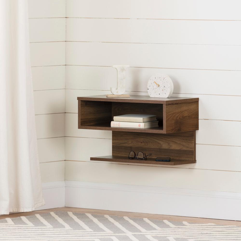 Sazena Floating Nightstand, Natural Walnut. Picture 1