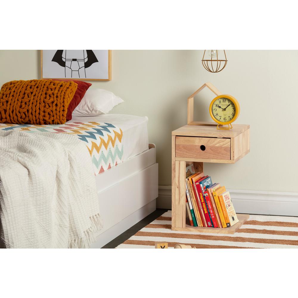 Sweedi Solid Wood 1-Drawer Nightstand, Natural Wood. Picture 3