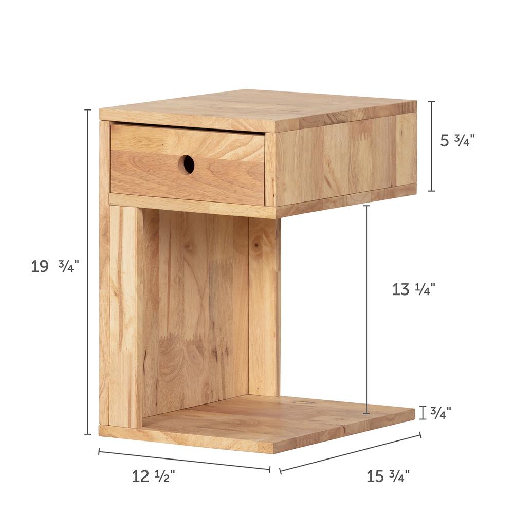 Sweedi Solid Wood 1-Drawer Nightstand, Natural Wood. Picture 4