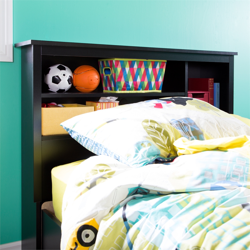 South Shore Vito Twin Bookcase Headboard (39"), Pure Black. Picture 2