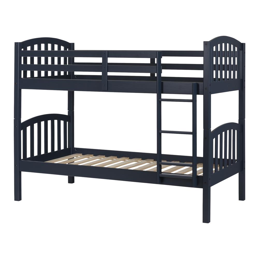 Summer Breeze Solid Wood Bunk Bed, Navy Blue. Picture 1