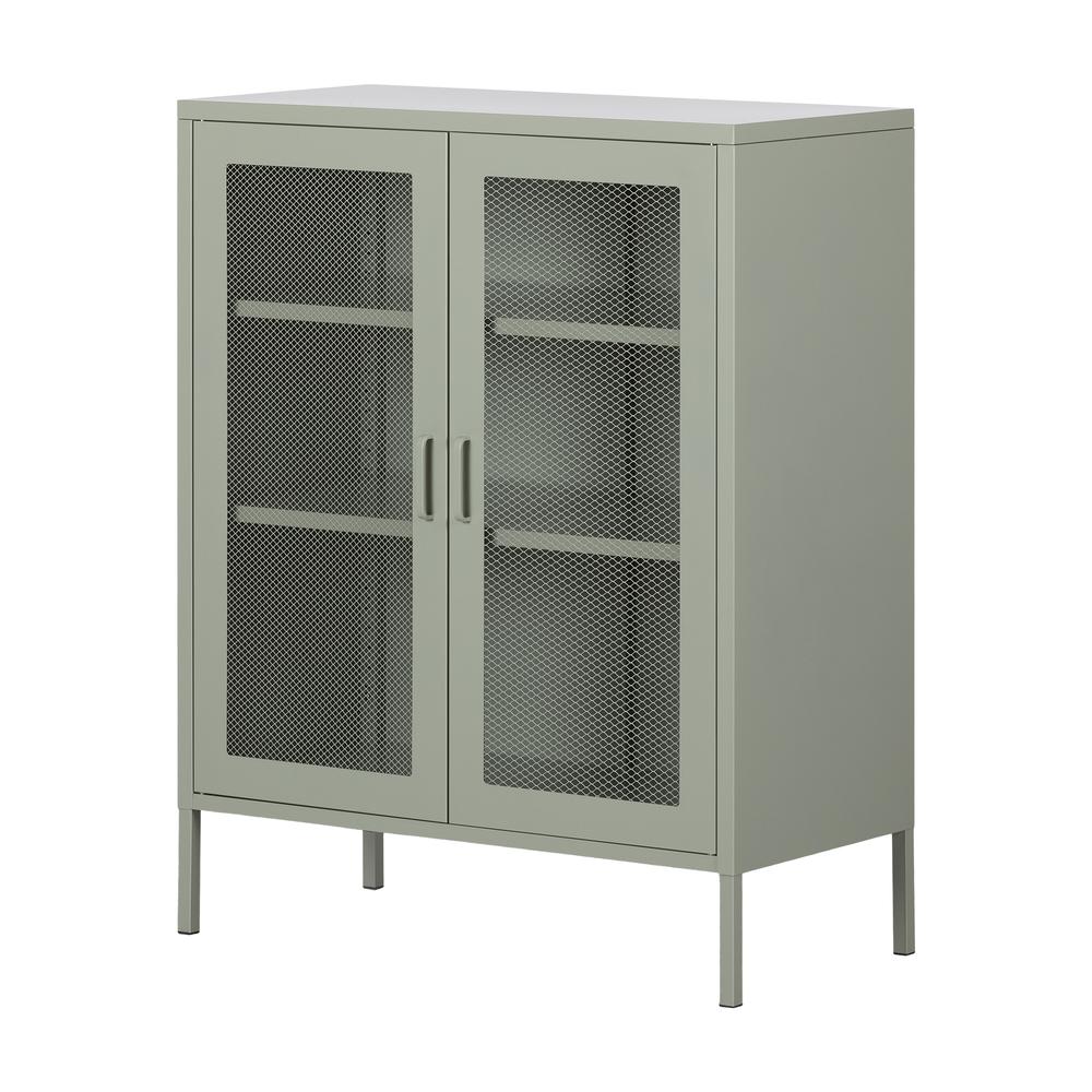 Crea Metal Mesh 2-Door Accent Cabinet, Sage Green. Picture 1