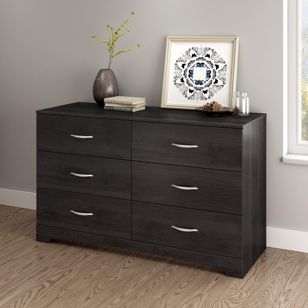 South Shore Step One 6-Drawer Double Dresser, Gray Oak. Picture 2