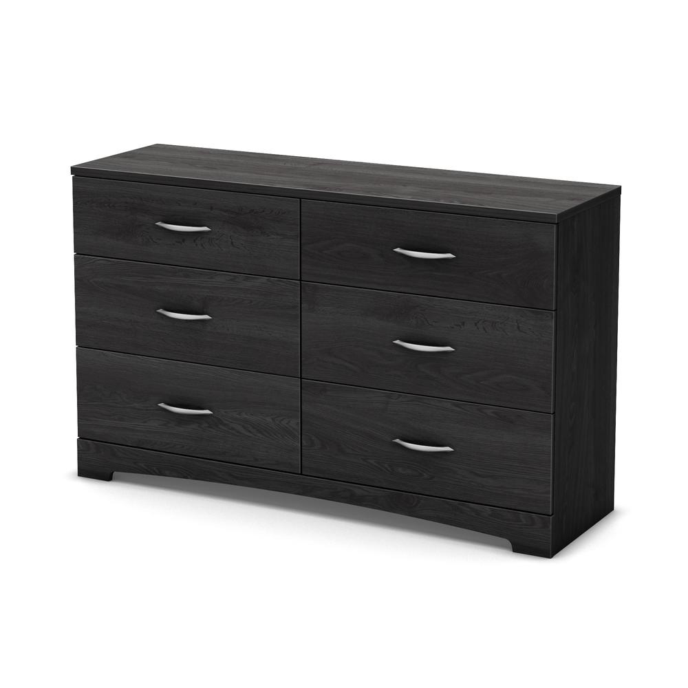 South Shore Step One 6-Drawer Double Dresser, Gray Oak. Picture 1