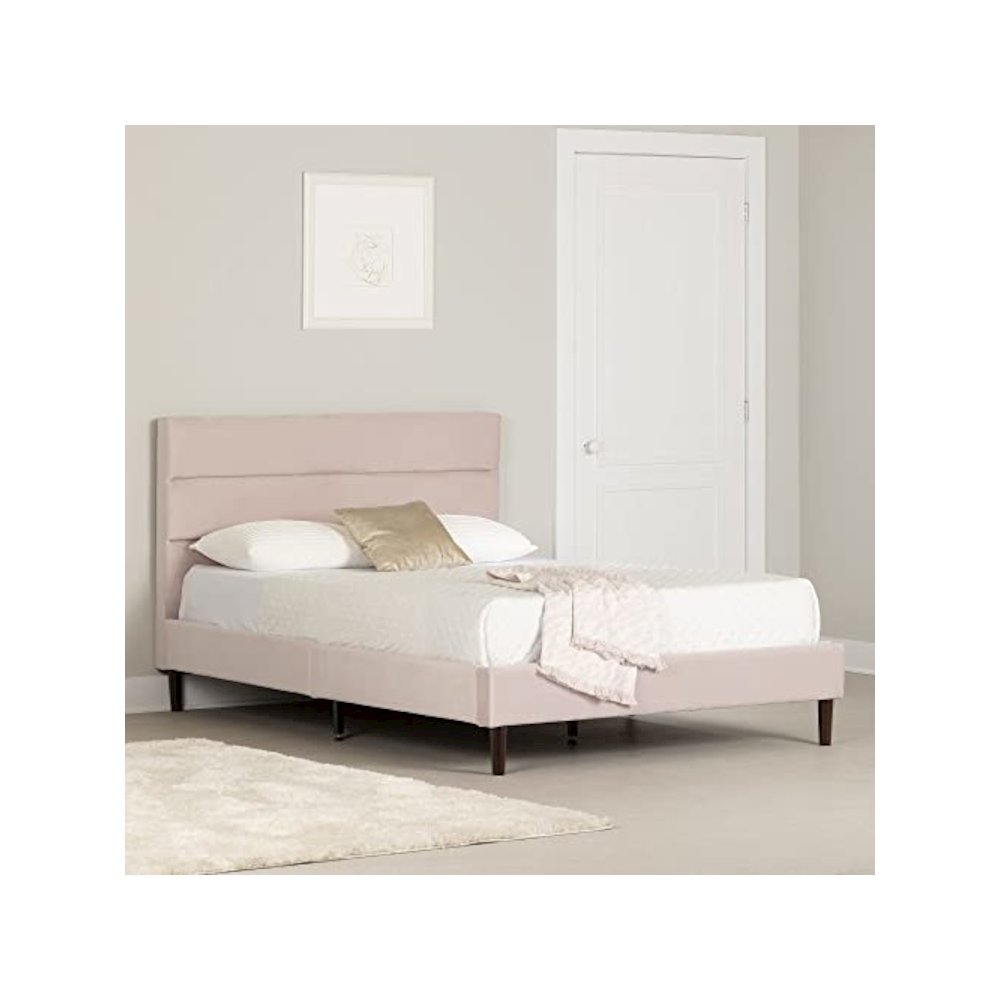 Maliza Upholstered Complete Platform Bed, Pink. Picture 2