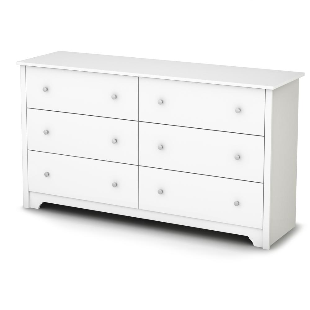 South Shore Vito 6-Drawer Double Dresser, Pure White. Picture 1