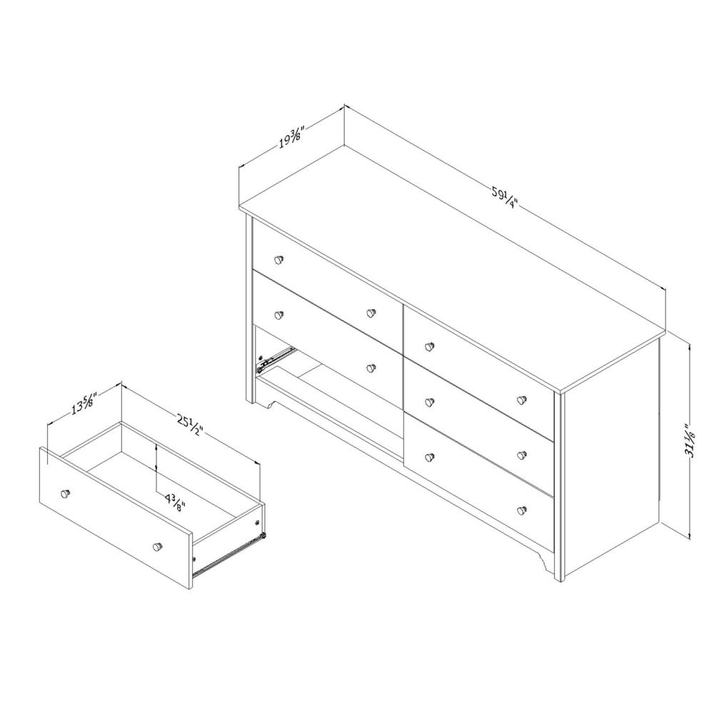 South Shore Vito 6-Drawer Double Dresser, Pure White. Picture 6