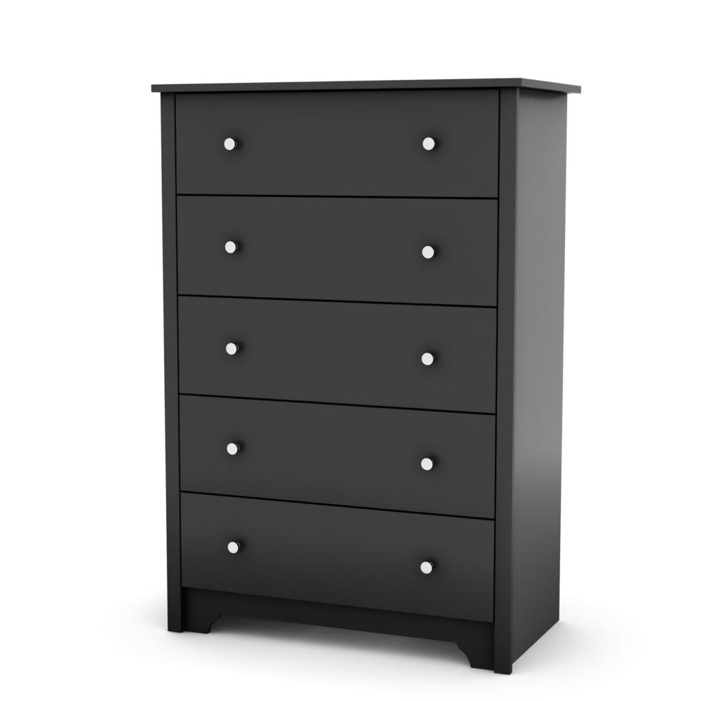 South Shore Vito 5-Drawer Chest, Pure Black. Picture 1
