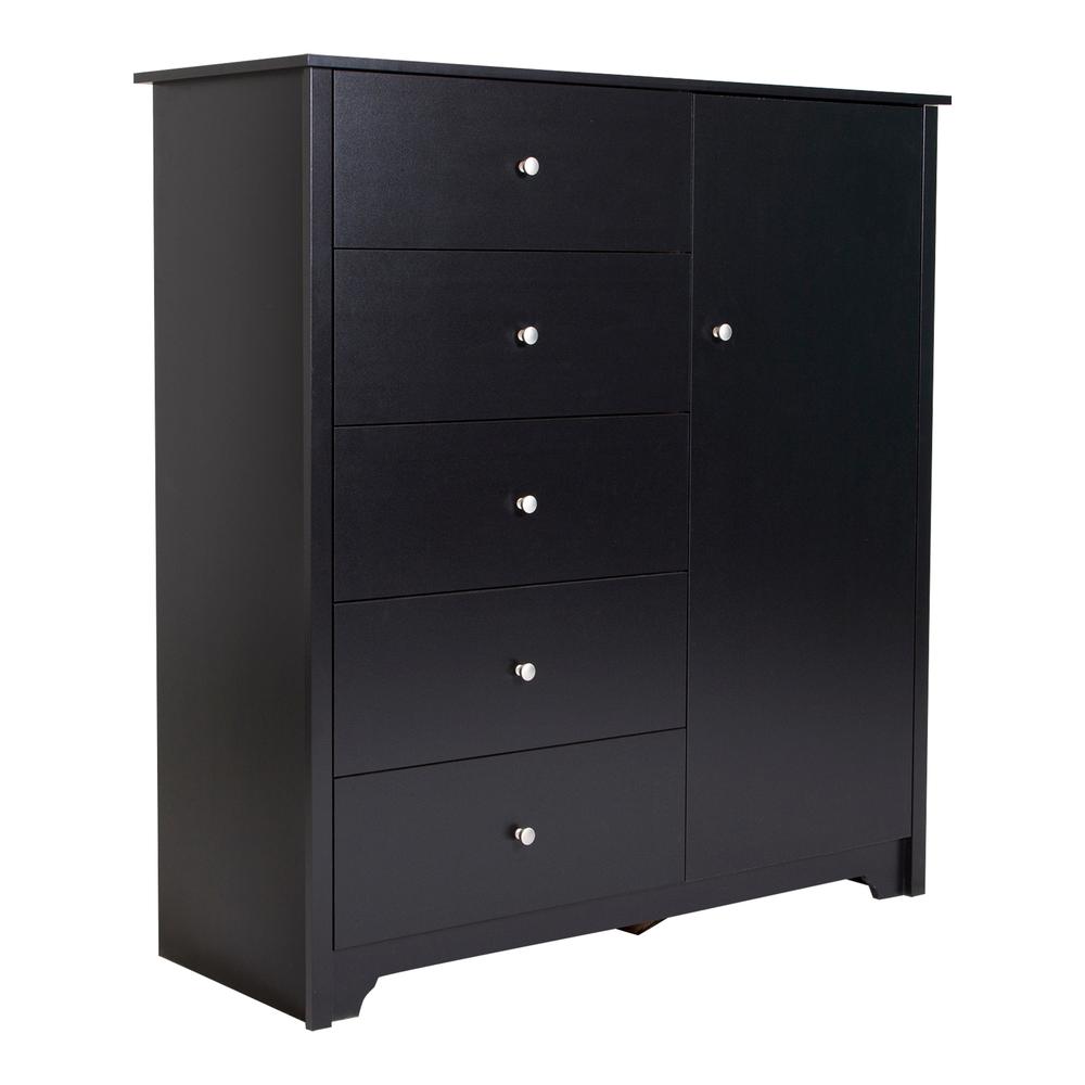 South Shore Vito Door Chest with 5 Drawers, Pure Black. Picture 2