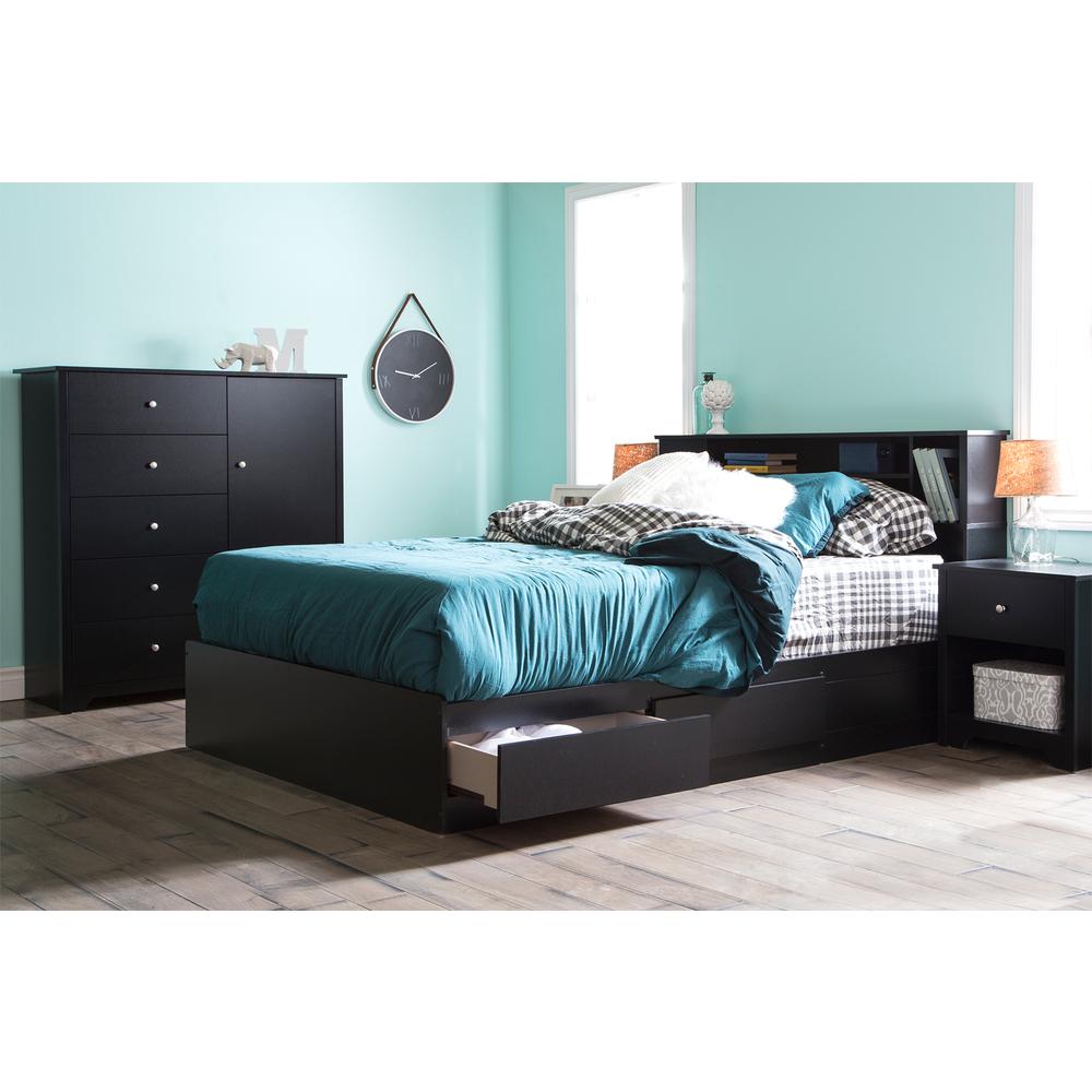 South Shore Vito Door Chest with 5 Drawers, Pure Black. Picture 3