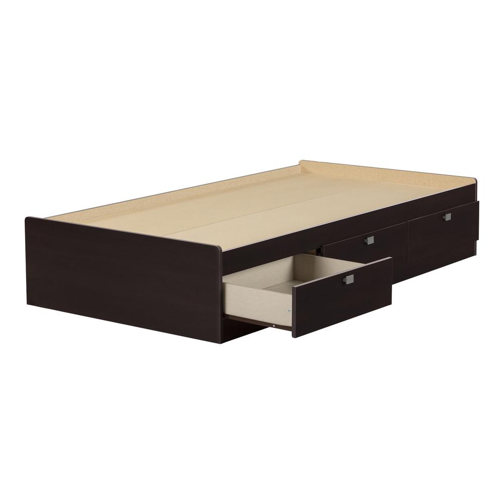 South Shore Spark Twin Mates Bed (39'') with 3 Drawers, Chocolate. Picture 2