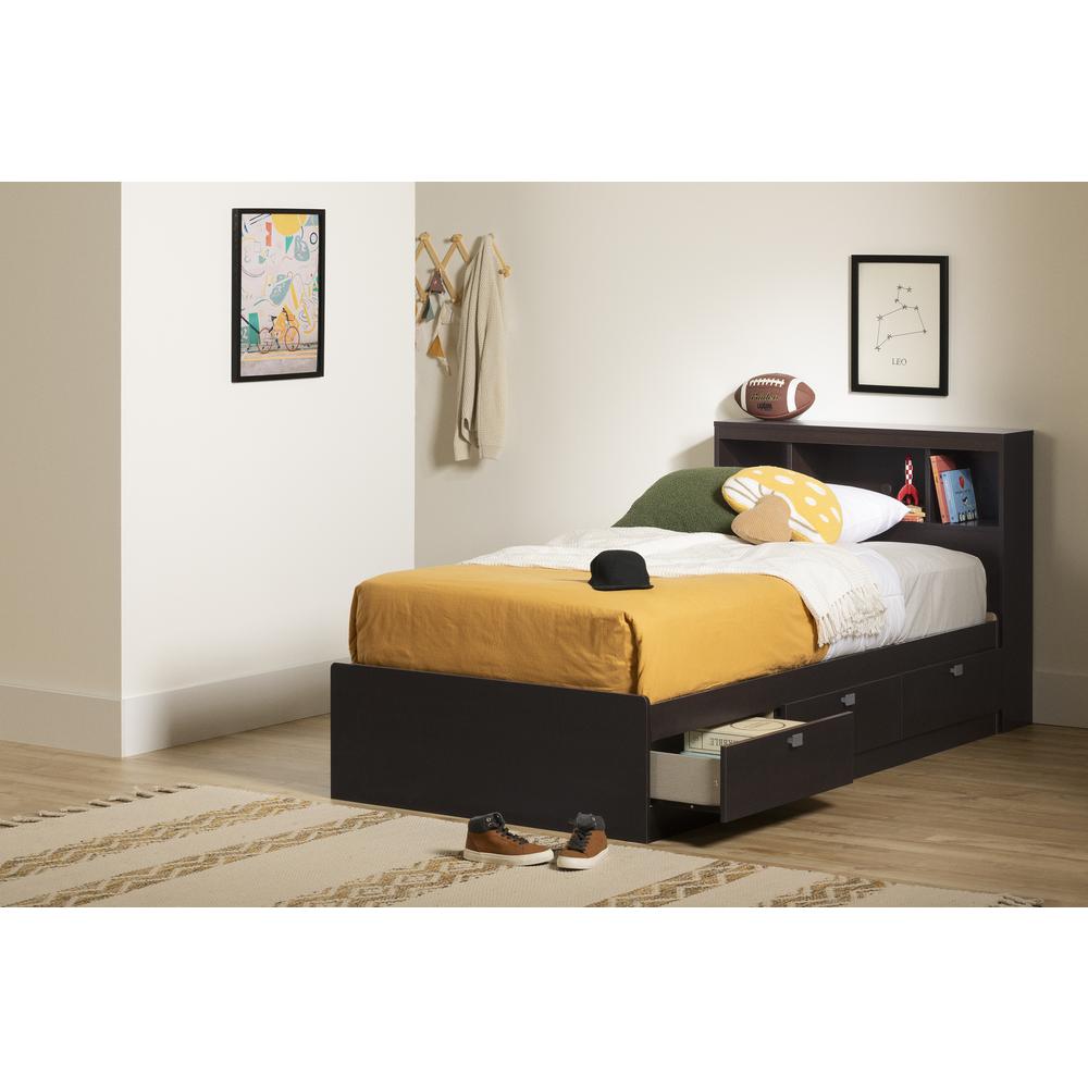 South Shore Spark Twin Bookcase Headboard (39''), Chocolate. Picture 4