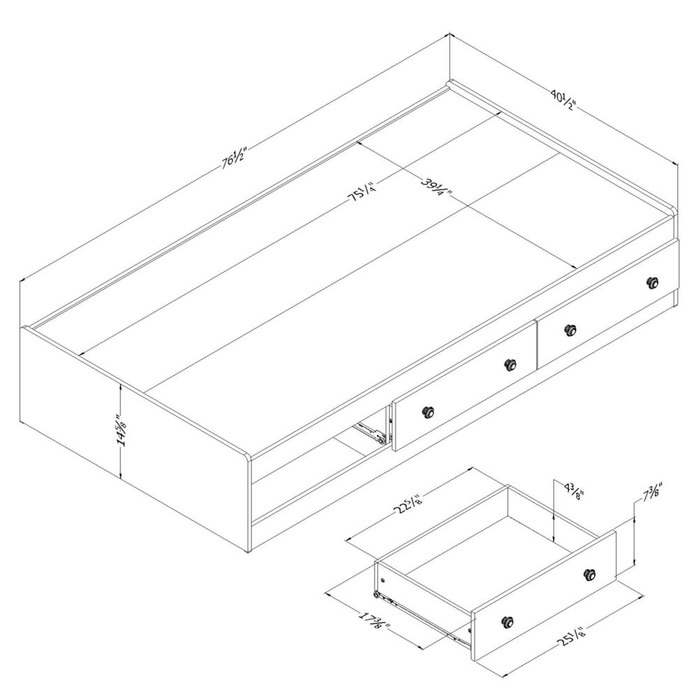 South Shore Summer Breeze Twin Mates Bed (39'') with 3 Drawers, Blueberry. Picture 3