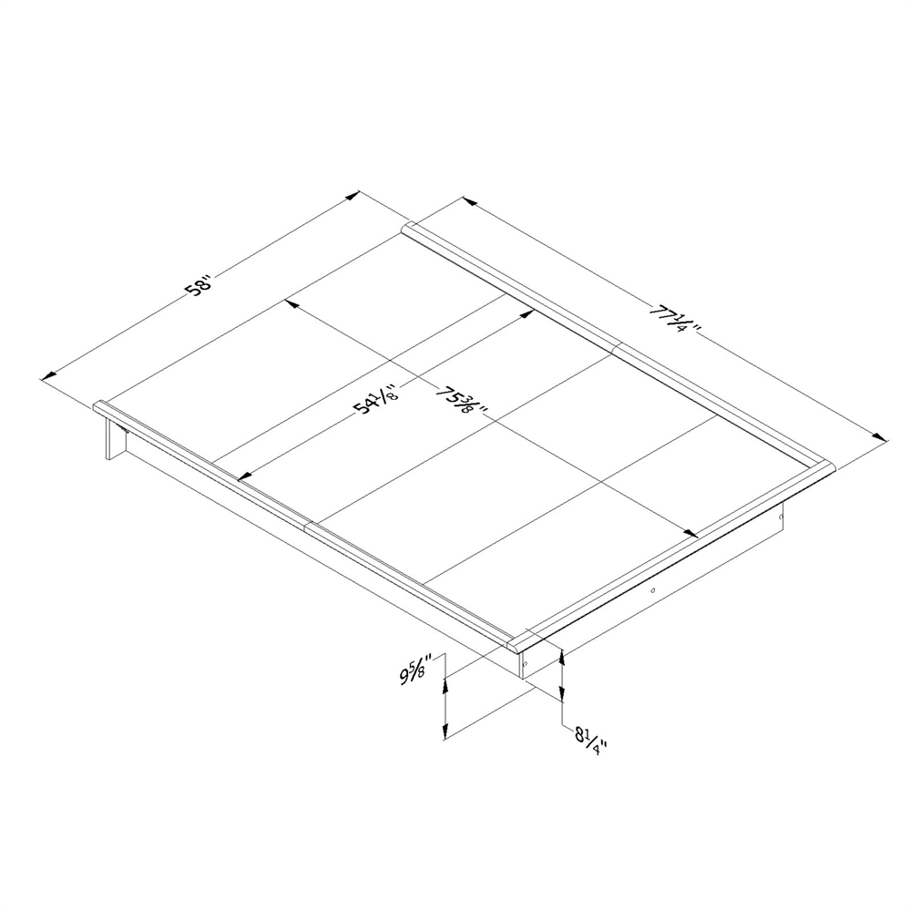 South Shore Step One Full Platform Bed (54''), Pure Black. Picture 3