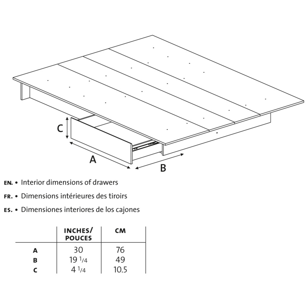South Shore Step One Full/Queen Platform Bed (54/60'') with Drawers, Pure Black. Picture 2