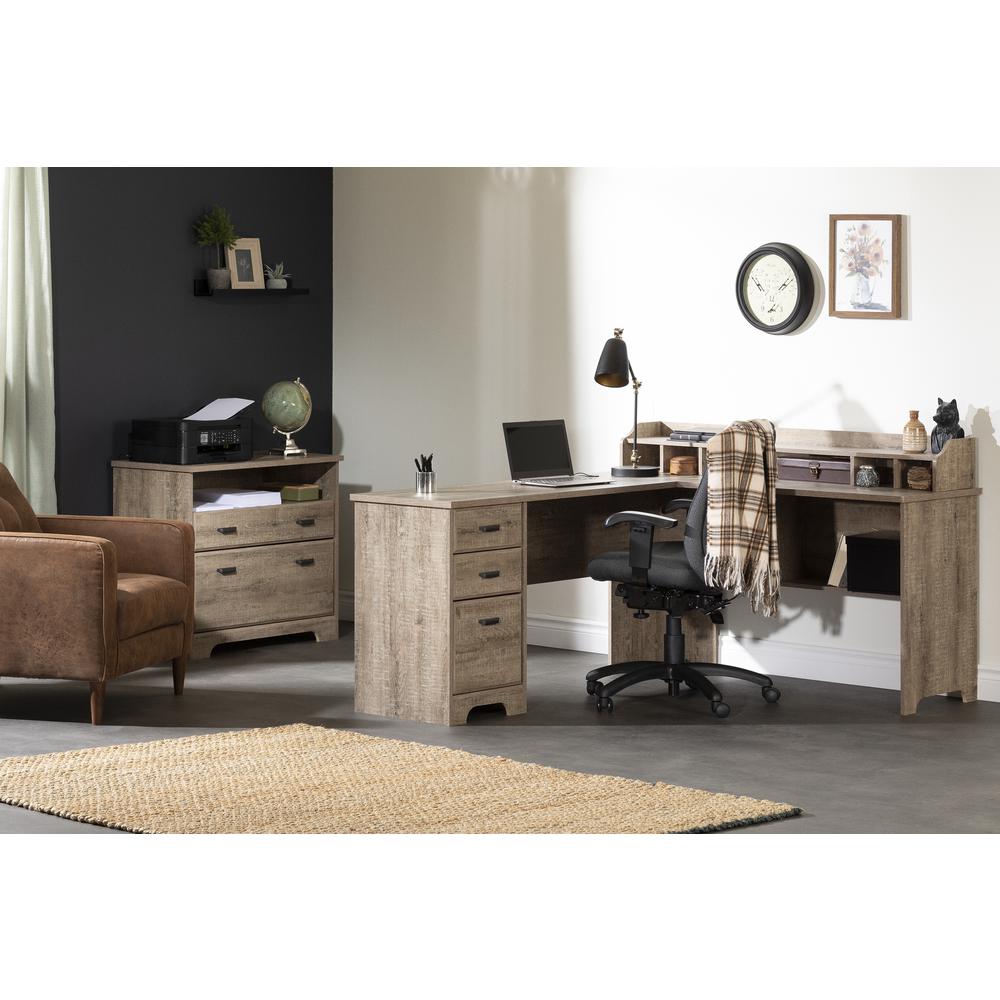 Versa L-Shaped Desk, Weathered Oak. Picture 2