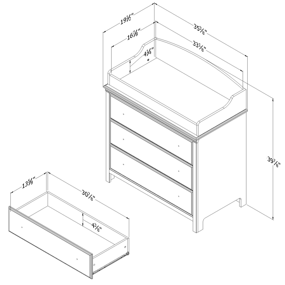 South Shore Cotton Candy Changing Table with Drawers, Pure White. Picture 3