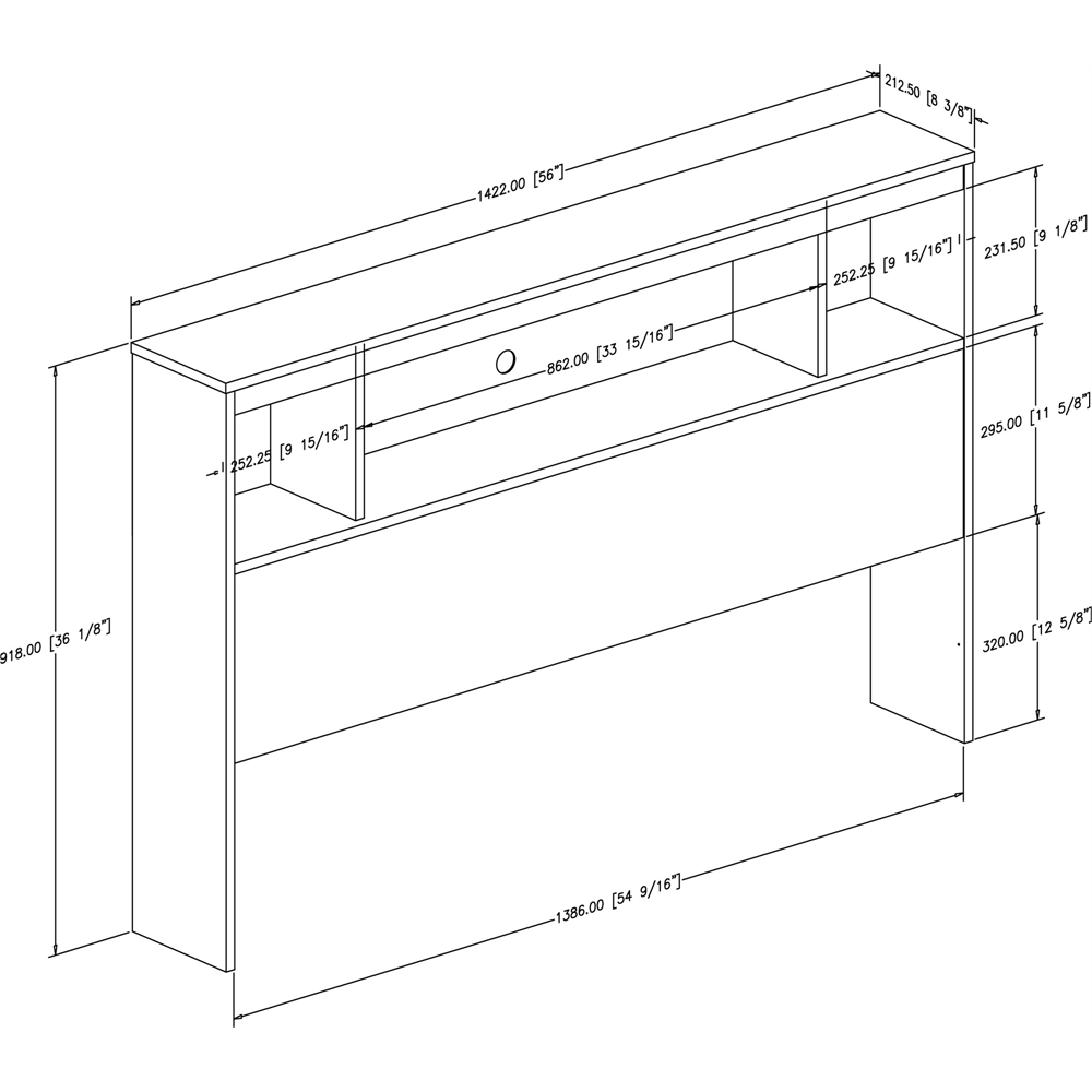 South Shore Spark Full Bookcase Headboard (54''), Pure White. Picture 4