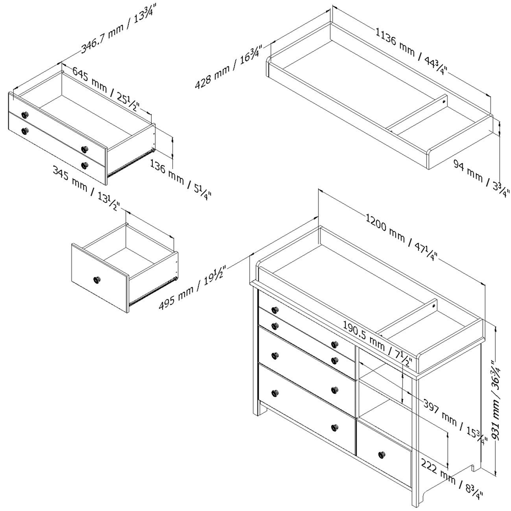 South Shore Little Smileys Changing Table with Removable Changing Station, Pure White. Picture 4