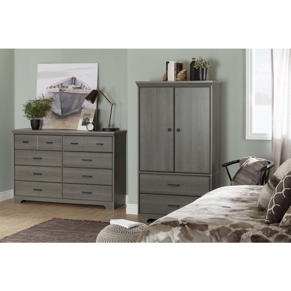 Versa 8-Drawer Double Dresser, Gray Maple. Picture 2