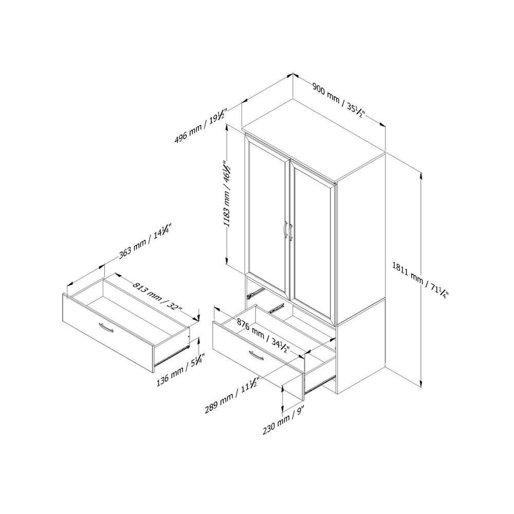 South Shore Acapella Wardrobe Armoire, Pure Black. Picture 4