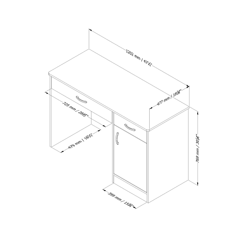 South Shore Axess Small Desk, Pure Black. Picture 4