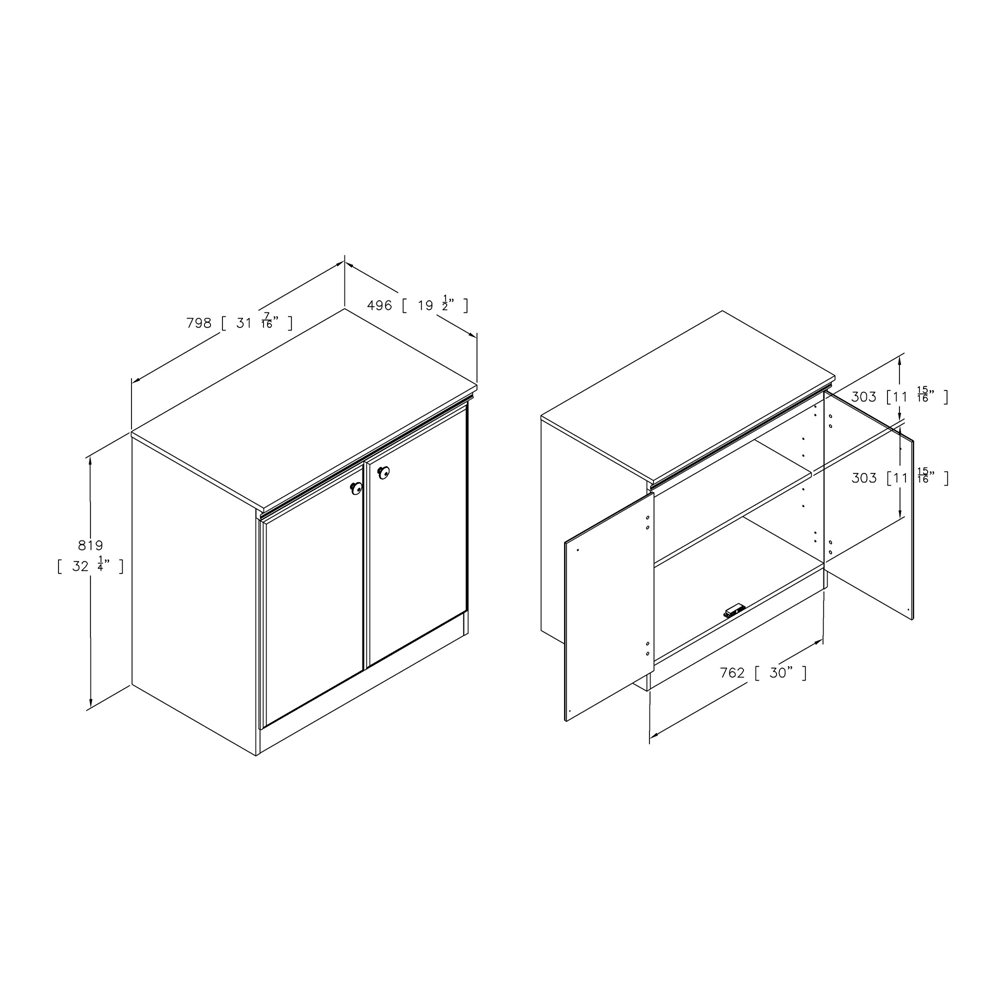 South Shore Morgan Small 2-Door Storage Cabinet, Pure Black. Picture 4
