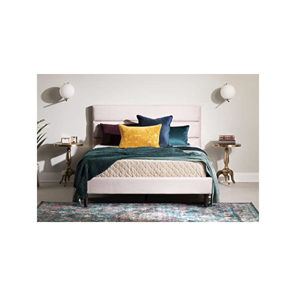 Maliza Upholstered Complete Platform Bed, Pink. Picture 4