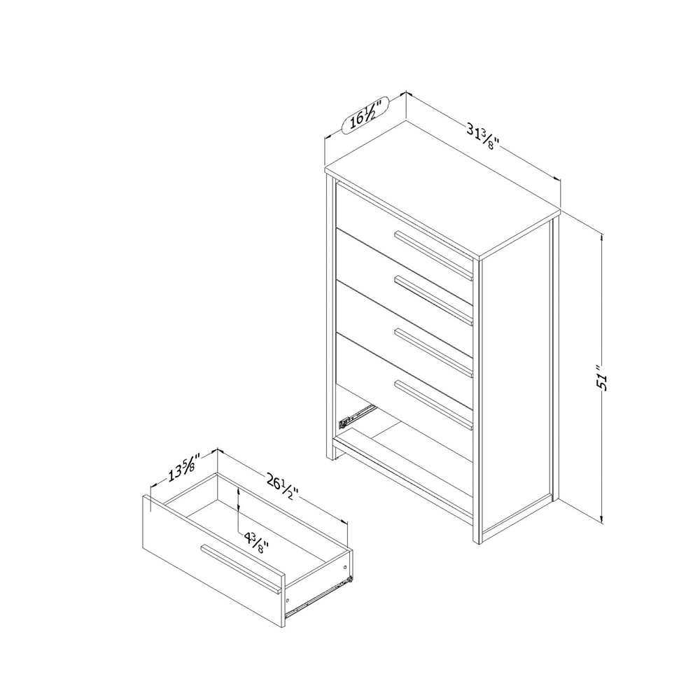 South Shore Tao 5-Drawer Chest, Gray Oak. Picture 9