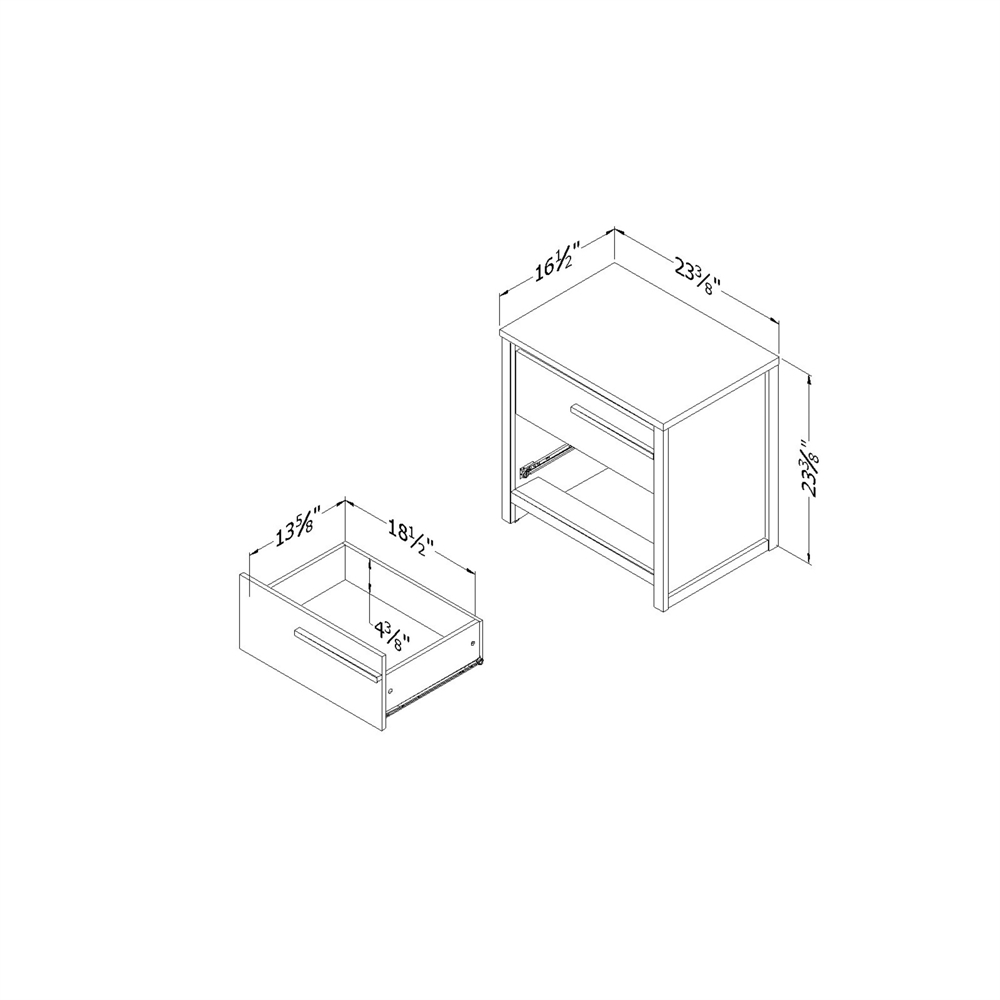 South Shore Tao 2-Drawer Nightstand, Gray Oak. Picture 3