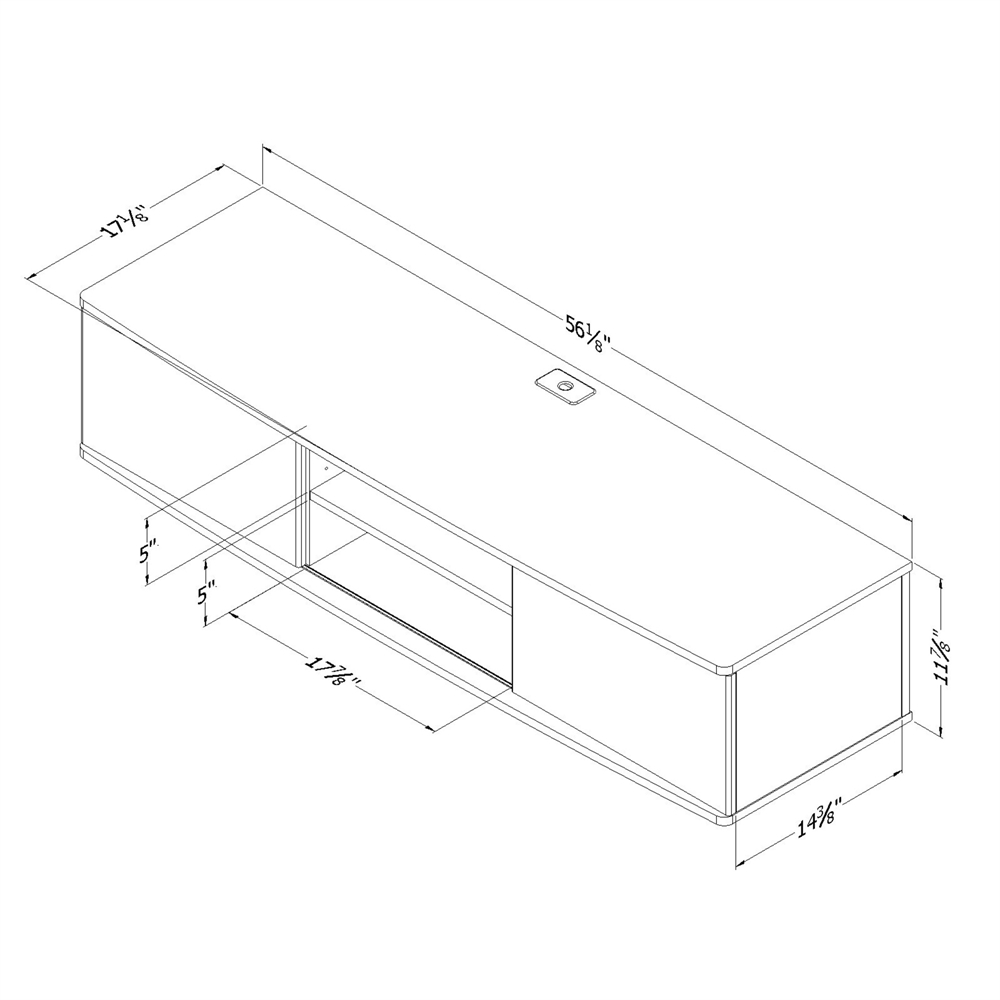 South Shore Agora 56" Wide Wall Mounted Media Console, Pure White. Picture 4