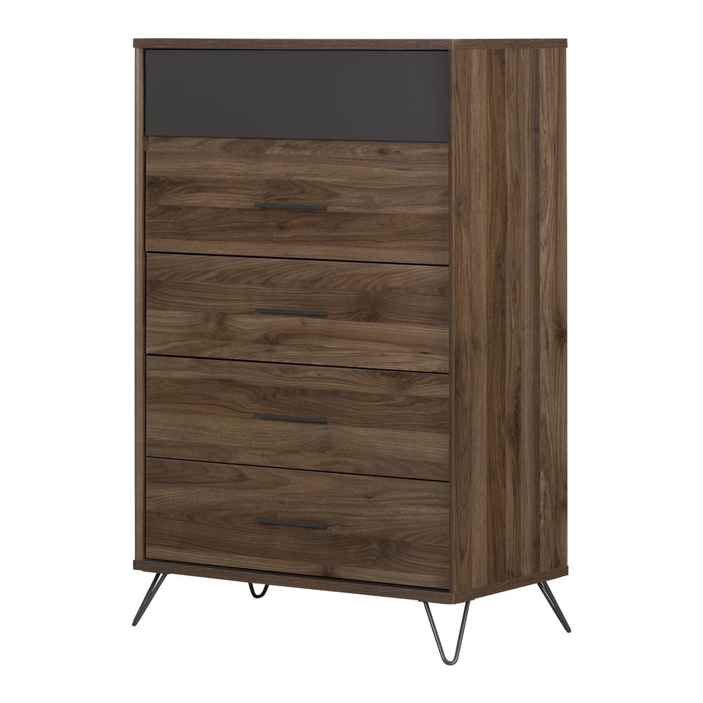 Olvyn 5-Drawer Chest, Natural Walnut and Charcoal. Picture 1