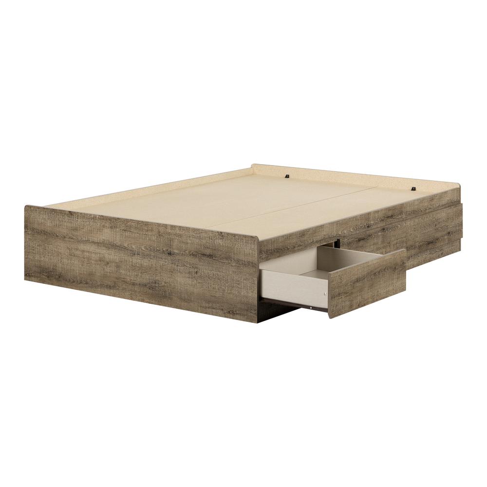 Arlen Mates Bed with 3 Drawers, Weathered Oak. Picture 1