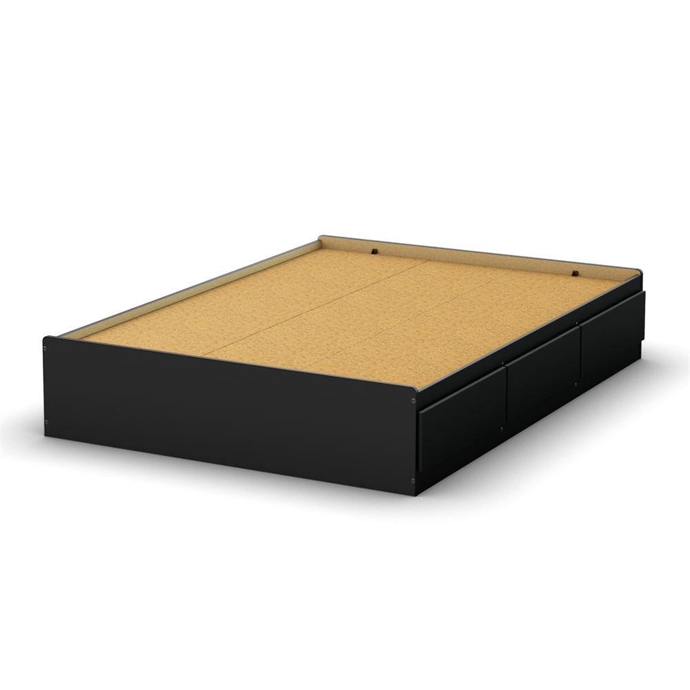 South Shore Step One Full Mates Bed (54'') with 3 Drawers, Pure Black. Picture 1