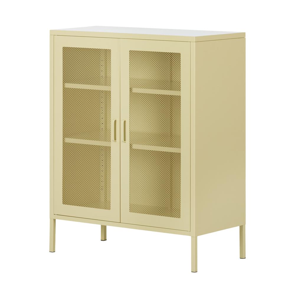 Crea Metal Mesh 2-Door Accent Cabinet, Yellow. Picture 1