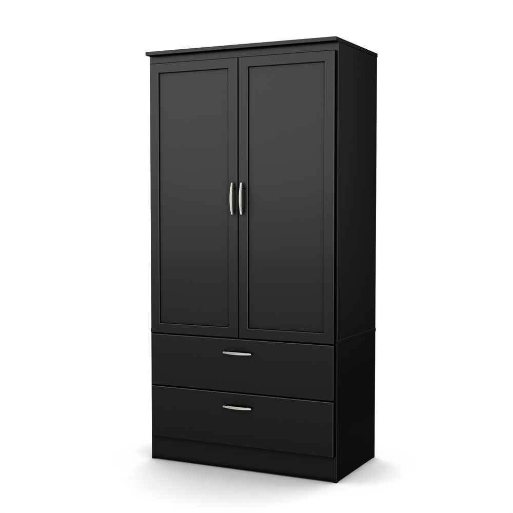 South Shore Acapella Wardrobe Armoire, Pure Black. Picture 1